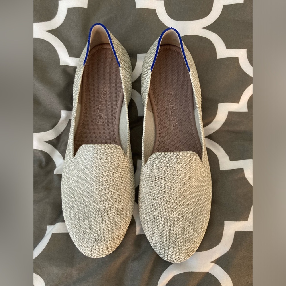 Rothy’s loafers WORN ONCE sz 8.5 diamond white twill sparkle
